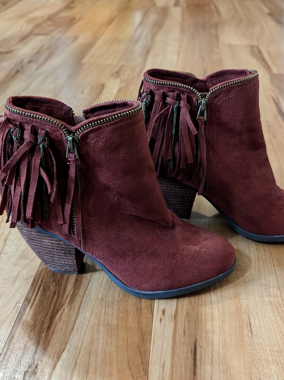 Not Rated Women’s Suede Fringe Ankle Boot - Brown Size 6 1/2